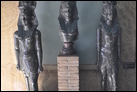Статуи бога Гора-Зевса Пелусийского. Серый гранит, Египет, II в. до Р.Х. Ватикан, Григорианский египетский музей. 22796, 22797, 22798.