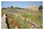 Храм Афины: прямо виден подиум, справа по центру — несколько восстановленных колонн периптера
