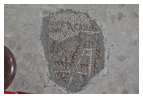 Отдельный фрагмент карты Мадабы с надписью АСКА[ЛОН], т.е. Ашкелон, относящийся к побережью Средиземного моря