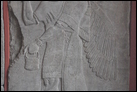 Царь Ашшурнацирпал II (883-859 гг. до Р.Х.) во время культового возлияния в окружении крылатых ангельских существ. Часть композиции (см. также предыд. фото). Берлинский музей Пергамон. Инв. номер не указан  экспозиции музея.