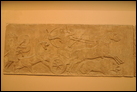 Охота на львов. Нимруд, ок. 865-860 гг. до Р.Х. Британский музей. WA 124534. Царь Ашшурнацирпал II стреляет в раненого льва. Охота на львов являлось царским видом спорта в Ассирии, символизирующим роль царя как защитника народа от дикой природы. Считалось, что Ашшурнацирпал II за свою жизнь убил 450 львов.